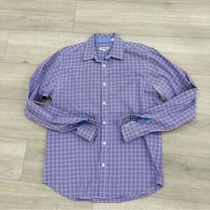 Jeremy Argyle NYC men’s collared button down shirt purple pink plaid medium